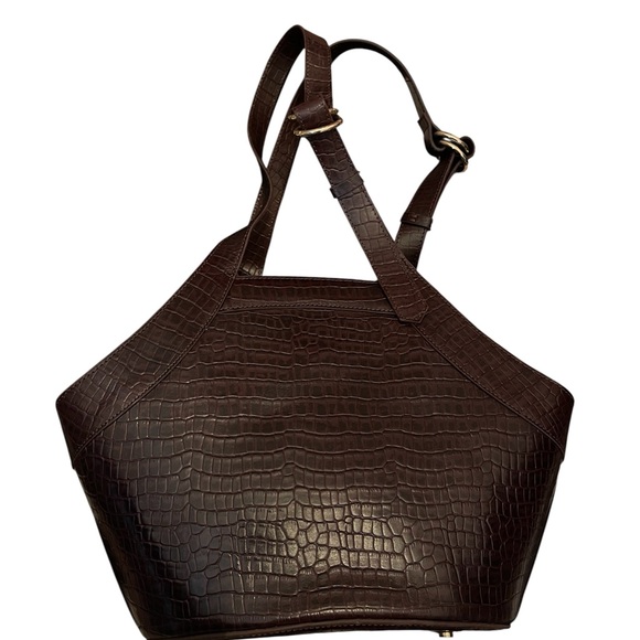 Cleobella Elegant Brown Crocodile-Embossed Women's Bag - Picture 2 of 5